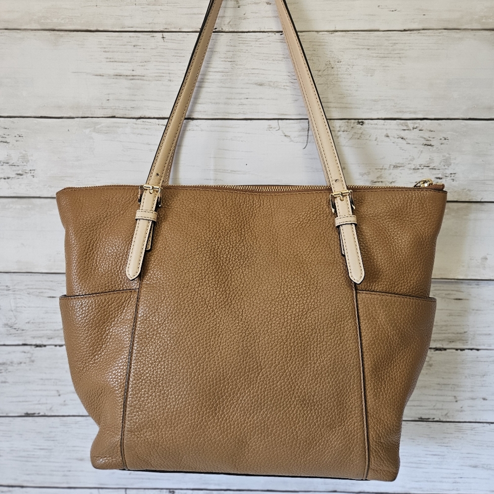 Michael Kors Tan Leather Tote with Cream Straps